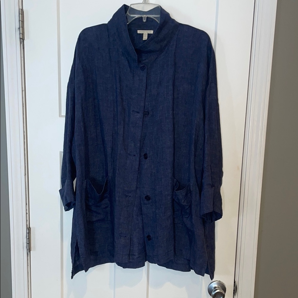 Eileen Fisher Blue light weight jacket with Relaxed Fit barely worn